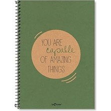 SHC4200 Lé Color 2015074/3 Kraft Sert Kapaklı, Spiralli, Sarı Kağıtlı, 200 Sayfa Yeşıl