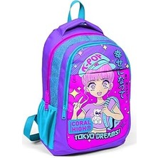 SHC4200 Coral High Mor Pembe K-Pop Ilkokul Ortaokul Sırt Çantası Üç Bölmeli Kız Çocuk