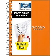 SHC4200 Five Spiral Defter, 1 Konu, Kolej Çizgili, 11X18CM Kişisel Boy, 80 Yaprak, Turuncu