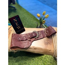 Yılday Gür Butik Agnes Luxe El Yapımı Deri Kemer - Standart Beden
