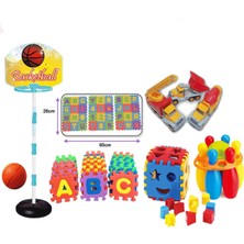 Feyza Design 3'lü Inşaat Seti ve Basket Potası Eğitici Oyuncak