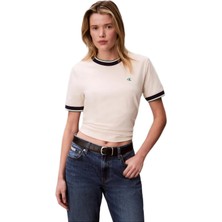 Calvin Klein LV047F226G Ss Ctn Monogram Stripe Kadın Tişört