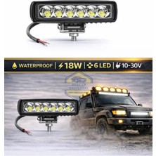 Otokap Universal Off Road Projektör 10-30V Smd 6 LED 18W 15,5x4 cm Uyumlu Arazi Aracı Led Aydınlatma