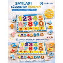 Feyza Design Ahşap Sayılar Bul Tak Puzzle Eğitici Oyuncak Matematik Seti