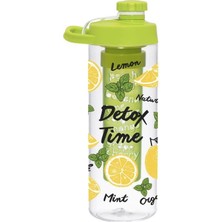 Herevin 650 ml Infuserli Limon Desen Detox Matara Şeffaf Renkli Tasarım ile Kullanım Kolaylığı
