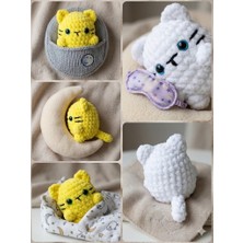 El Örgüsü Sevimli Ayıcık ve Tavşan Amigurumi Uyku Seti - Yeni Doğan Hediyesi