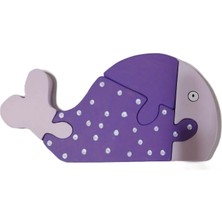Ponpontoys Benekli Balık Lila Ahşap Puzzle Yapboz