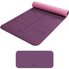 Gymo Hizalamalı 6mm Tpe Yoga Matı Pilates Minderi Diz Dirsek Koruyucu Matlı Set Mürdüm