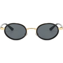 Toz Vintage Dorel Yuvarlak Gold Siyah  Unisex UV400 Vintage Retro Güneş Gözlüğü