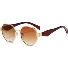 Toz Vintage Domero Retro Köşeli Kahverengi Gold  Unisex UV400 Vintage Retro Güneş Gözlüğü