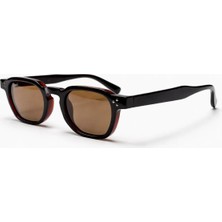 Toz Vintage Envaris Kahverengi Retro Köşeli Kemik  Unisex UV400 Vintage Retro Güneş Gözlüğü