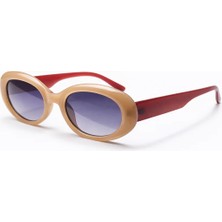 Toz Vintage Jurvin Bordo Retro Oval Kalın Kemik  Unisex UV400 Vintage Retro Güneş Gözlüğü
