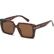 Toz Vintage Juloro Leopar Desenli Köşeli Kalın Kemik Unisex UV400 Vintage Retro Güneş Gözlüğü