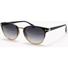 Toz Vintage Jalvar Sarı Desenli Retro Oval Kemik  Gold Detaylı Unisex UV400 Vintage Retro Güneş Gözlüğü