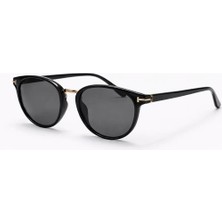 Toz Vintage Jalvar Siyah Retro Oval Kemik  Gold Detaylı Unisex UV400 Vintage Retro Güneş Gözlüğü