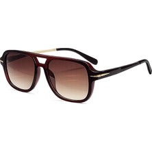 Toz Vintage Lorven Kahverengi Retro Pilot Kemik  Gold Detaylı Unisex UV400 Vintage Retro Güneş Gözlüğü