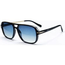 Toz Vintage Lorven Mavi Retro Pilot Kemik  Gold Detaylı Unisex UV400 Vintage Retro Güneş Gözlüğü