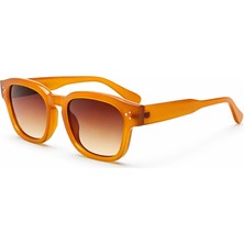 Toz Vintage Narkel Turuncu Retro Kare Kemik  Unisex UV400 Vintage Retro Güneş Gözlüğü
