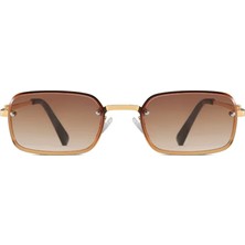 Toz Vintage Ormin Kahverengi Dikdörtgen  Siyah Cam Unisex UV400 Vintage Retro Güneş Gözlüğü