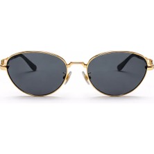 Toz Vintage Omset Siyah Altın Metal Sap Yuvarlak  Unisex UV400 Vintage Retro Güneş Gözlüğü