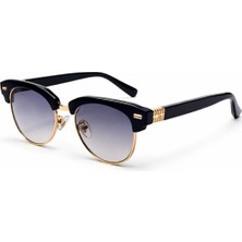 Toz Vintage Sorton Degrade Cam Metal Detaylı Yarım  Unisex UV400 Vintage Retro Güneş Gözlüğü