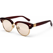 Toz Vintage Sorton Kahverengi Metal Detaylı Retro Yarım  Unisex UV400 Vintage Retro Güneş Gözlüğü