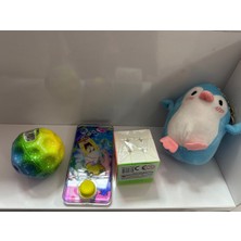 Feyza Design 4'lü Çocuk Oyuncak Seti Zeka Küpü Zıplayan Top ve Penguen Anahtarlık