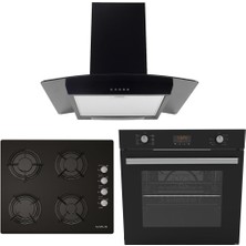 Alveus Akdeniz 627 Siyah 3'lü Ankastre Set (Iber - Gls 640 - Mfa 627) A Sınıfı Enerji Cam Ocak ve Fırın ile Modern Tasarım