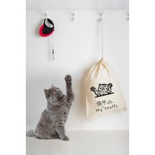 Feyza Design Yıkanabilir Desenli Pamuk Kedi Organizeri - Beyaz