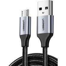 UGREEN USB 2.0 A to Micro USB Örgülü Hızlı Şarj Kablosu, 1m, Siyah