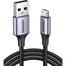 UGREEN USB 2.0 A to Micro USB Örgülü Hızlı Şarj Kablosu, 1m, Siyah, 60146