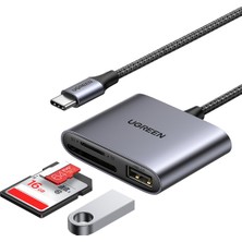 UGREEN Type-C to SD Micro SD/TF + USB 2.0 Kart Okuyucu Adaptör, 80798
