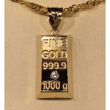 14 Ayar 2.20 Gram Tek Taşlı Külçe Model Ons Kolye Ucu Afşar Kuyumculuk