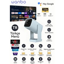 Wanbo Cube 1 Mini Projektör (Wi-Fi ve Bluetooth Özellikli)——light Blue