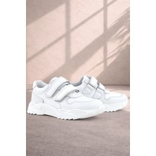 Rakerplus Hakiki Deri Beyaz Yüksek Tabanlı Kız Çocuk Sneakers Ayakkabı