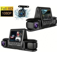 1080P Üçlü Lens Araba Dash Cam Dashcam Ön Iç &amp;amp; Arka Hd Araba Dvr 120 ° Açı Döngü Kaydı Yerç
