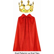 Getittir 90 cm Kral Pelerini ve Altın Kral Tacı Seti - Lisinya