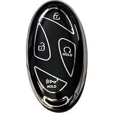 SHC4200 Autohan Keys 5 Butonlu Nano Anahtar Kılıfı, Yeni Tucson, Ioniq, Kona ile Uyumlu, Siyah Gümüş
