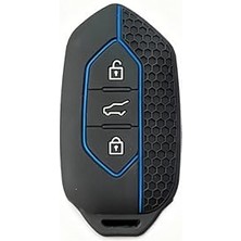 SHC4200 Autohan Keys Togg T10X T10F Uyumlu Akıllı Anahtar Kılıfı, 3 Tuşlu, Petek Desenli (Mavi Çizgili)