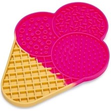 SHC4200 Beeztees Yavru Yaş Mama Yeme Oyuncağı, Dondurma Şeklinde, Silikon, Pembe, 21X15CM