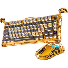 Gravastar Mercury K1PRO+X Kablosuz Rgb Işıklı Mekanik Q Gaming Klavye ve Optik Mouse Seti, Special Edition, Sarı