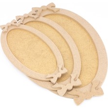 Neşeli Ahşap 3’lü Oval  Fiyonklu Ahşap Boyanabilir Dekoratif Servis Tepsi