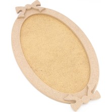 Neşeli Ahşap Oval Ahşap Boyanabilir Dekoratif Servis Orta Boy Fiyonklu Tepsi