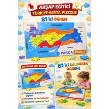 Feyza Design 15 Parça Türkiye Haritası Ahşap Yapboz Eğitici Becerikli Oyun