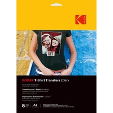Kodak T-Shirt Transfer Baskı Kağıdı A4 Siyah-Renkli 5 Sayfa