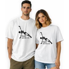 Kidilia Pilates Iskelet Figürlü Unisex Bisiklet Yaka Tasarım Tshirt - Beden: Srenk: Beyaz