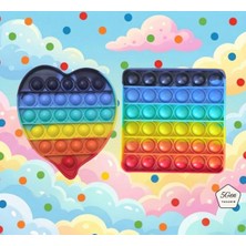 Feyza Design Renkli 2'li Pop It Fidget Oyunu - Duyusal Rahatlatıcı Eğlence