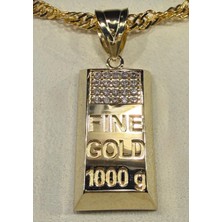 Afşar Kuyumculuk 14 Ayar Taşlı Külçe Model Ons Kolye Ucu