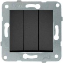 Viko Linnera Life Serisi Gece Siyahı Üçlü Anahtar Çerçevesiz