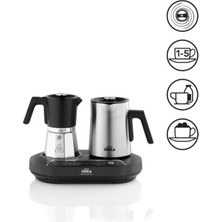 Arzum OK0027 Okka Rich Moka Pot Karıştırıcılı Metal İtalyan ve Türk Kahve Makinesi, Krom
